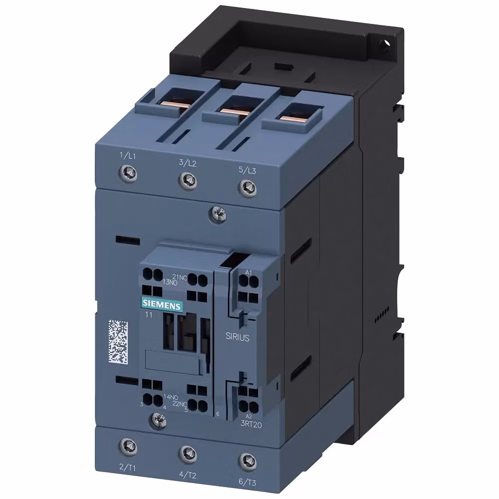 Contattore Siemens, AC-3e, 80 A/37 kW/400 V, a 3 poli, 24 V CC, 1 S+1 Ö, collegamento a vite/molla... 3RT20453KB40
