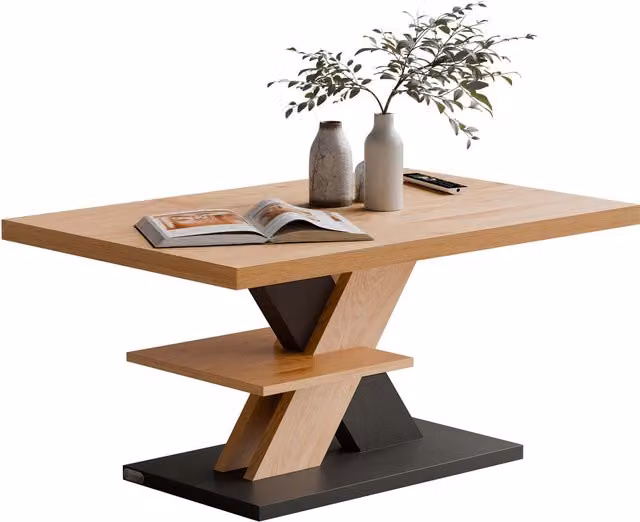 Tavolino Detroit CASARIA moderno in legno e MDF laminato, marrone e grigio, L: 90 cm, P: 60 cm, H: 45 cm