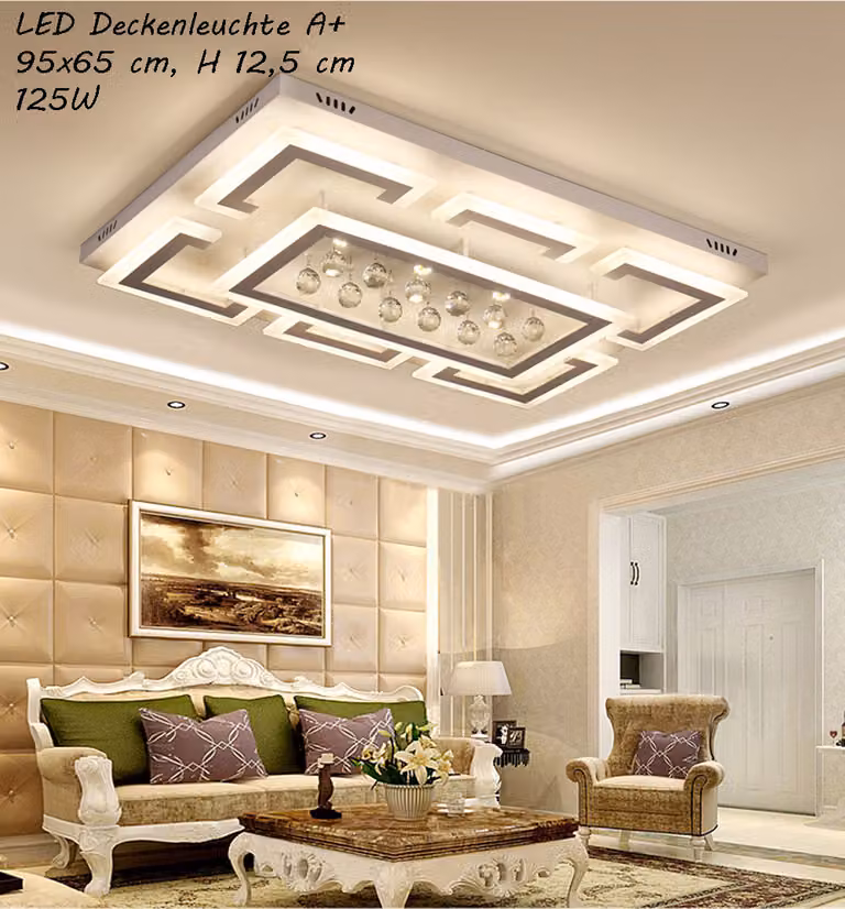 Plafoniera LED XW803 95x65 cm 125W con telecomando luce colore/luminosità regolabile dimmerabile A+LED luce da soggiorno lampadario a sospensione plafoniera lampada da soffitto faretto da soffitto