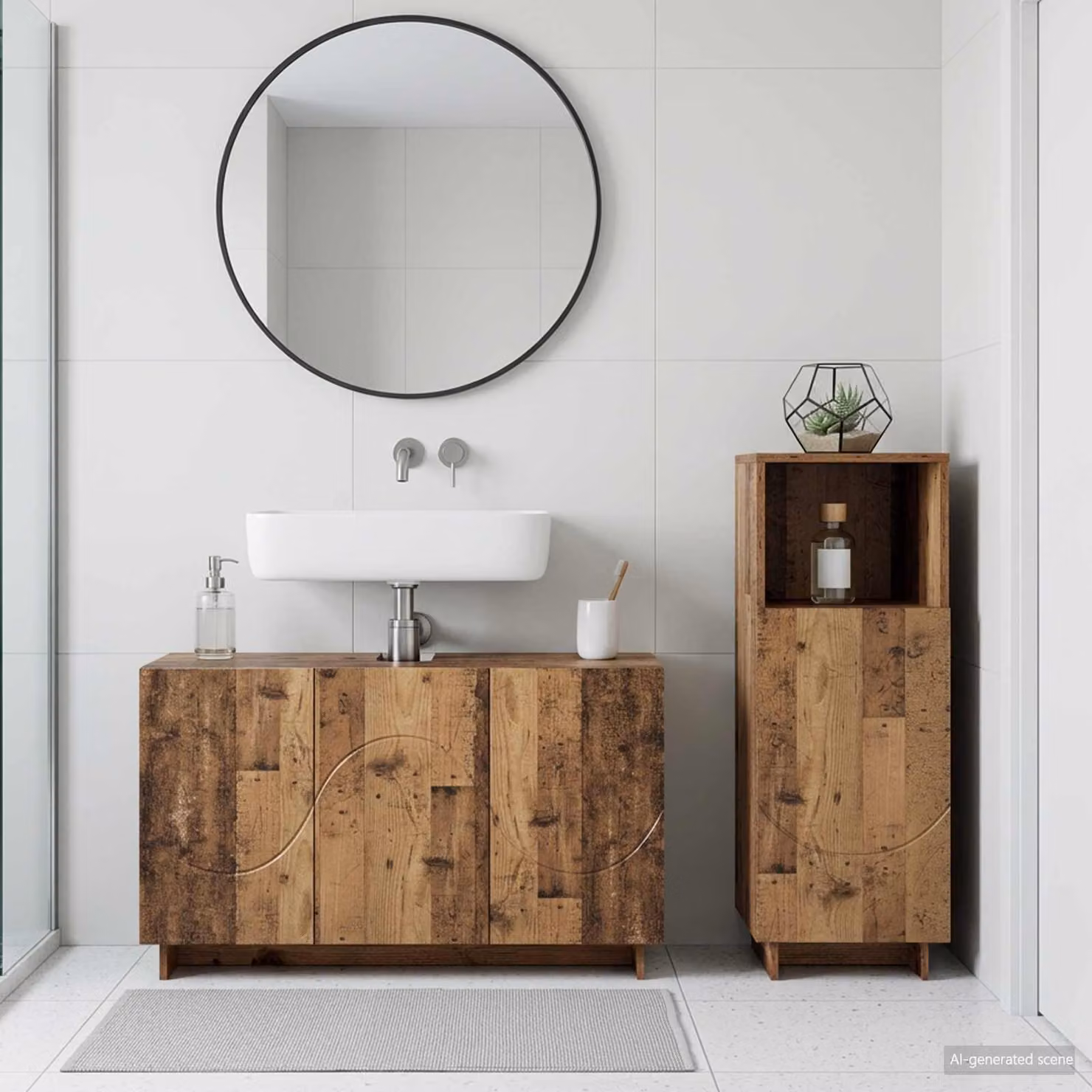 Set mobili da bagno moderni vidaXL in legno marrone, 2 pezzi
