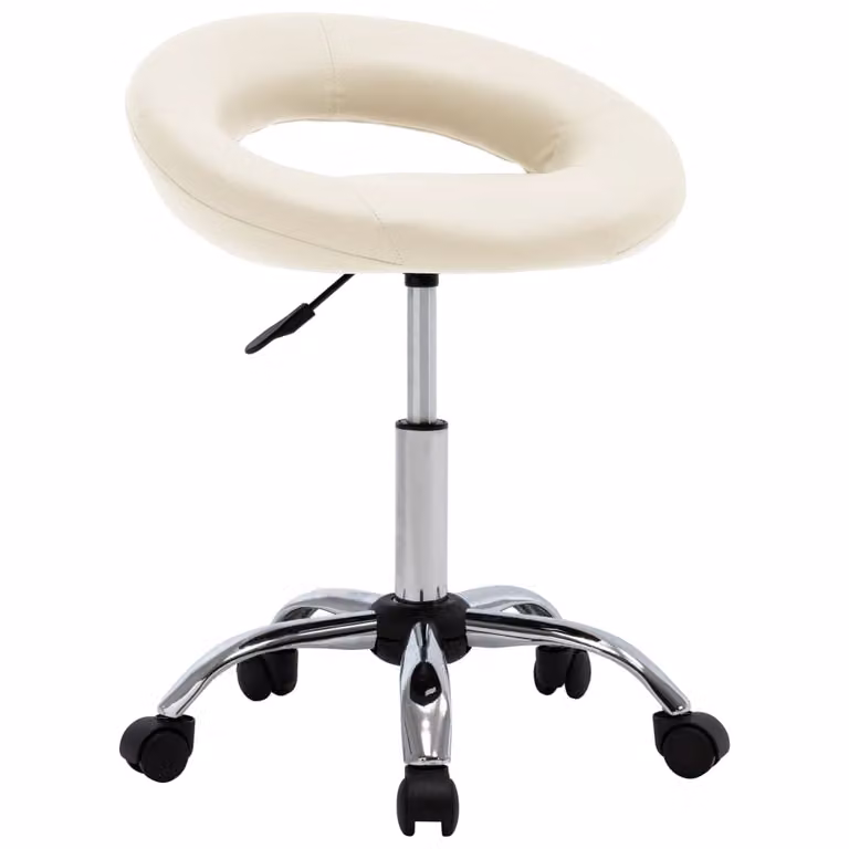 Sedia da Lavoro con Ruote Crema in Pelle finta