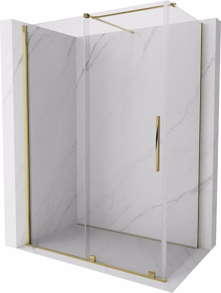 Mexen Velar cabina doccia scorrevole 150 x 75 cm, trasparente, dorata - 871-150-075-01-50