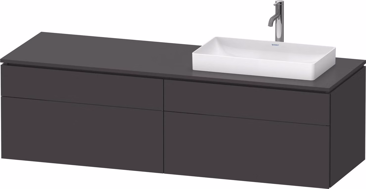 Duravit L-Cube Meuble sous-lavabo en console suspendu, avec plan de toilette en console, 4 tiroirs, vasque à droite, 1620x482x550mm, LC4871R80800000, LC4871R80800000