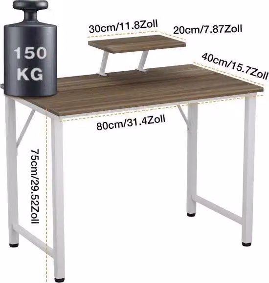 Scrivania da computer in legno regolabile 80x40x75 cm, marrone, scrivania moderna