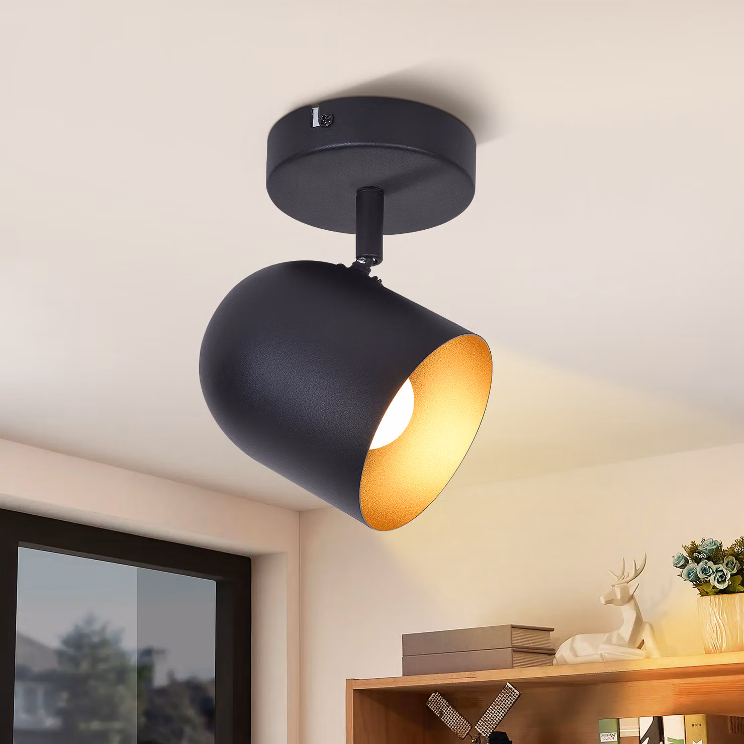 ZMH plafoniera E14 vintage spot plafoniera 1 fiamma plafoniera spot industriale corridoio plafoniera faretto da parete 350° orientabile faretto da parete senza luce