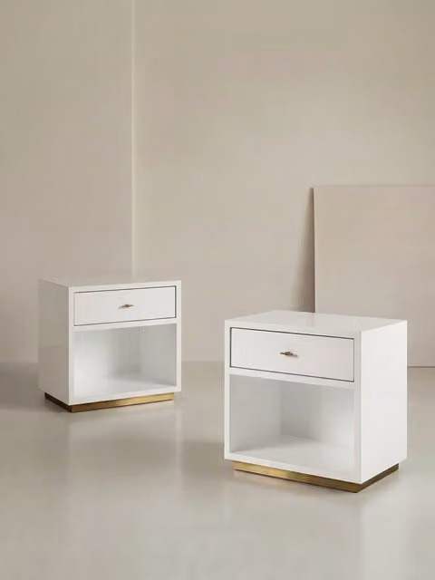 Set di 2 comodini Celine Kenay Home bianchi con 1 cassetto e dettagli oro