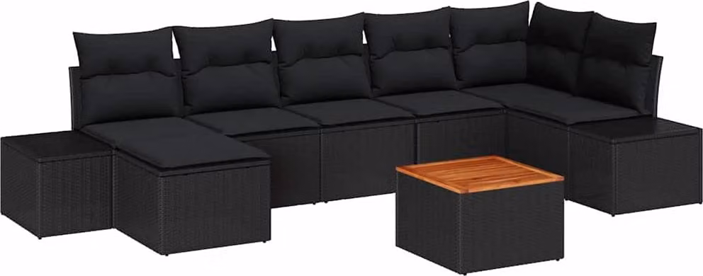 Set Divano da Giardino 8 pcs Nero