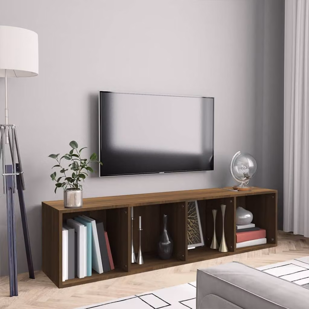 Libreria e Mobile TV vidaXL in Legno Rovere Marrone, Design Classico a Parete, L: 143 cm, P: 30 cm, H: 36 cm
