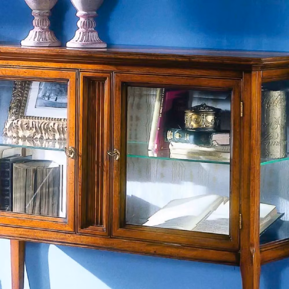 Vetrina classica in legno con ante in vetro Mobili 2G finitura bassano L: 110 cm, P: 40 cm, H: 100 cm – 4