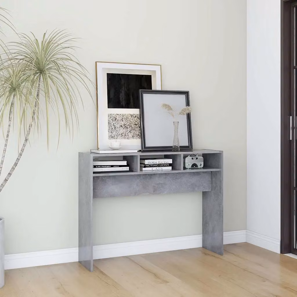 vidaXL Tavolino Consolle Moderno in Legno Multistrato e Composito, Grigio Cemento, L/P/H: 105 x 30 x 80 cm