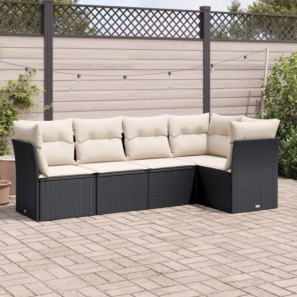 Maison Exclusive - Set Divani da Giardino 5 pz con Cuscini in Polyrattan Nero