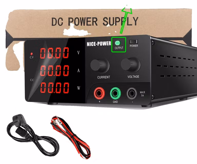 Alimentatore CC, tensione regolabile, elevata corrente in uscita, nero con USCITA, 0-30 V, 0-30 A, 0-900 W