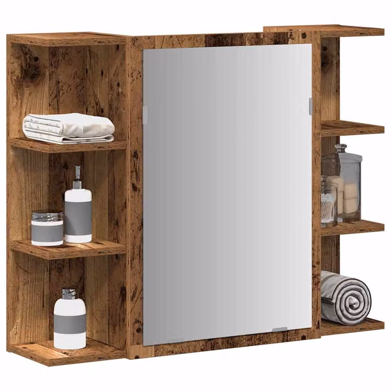 Mobile bagno vidaXL con specchio in legno marrone e ripiani interni