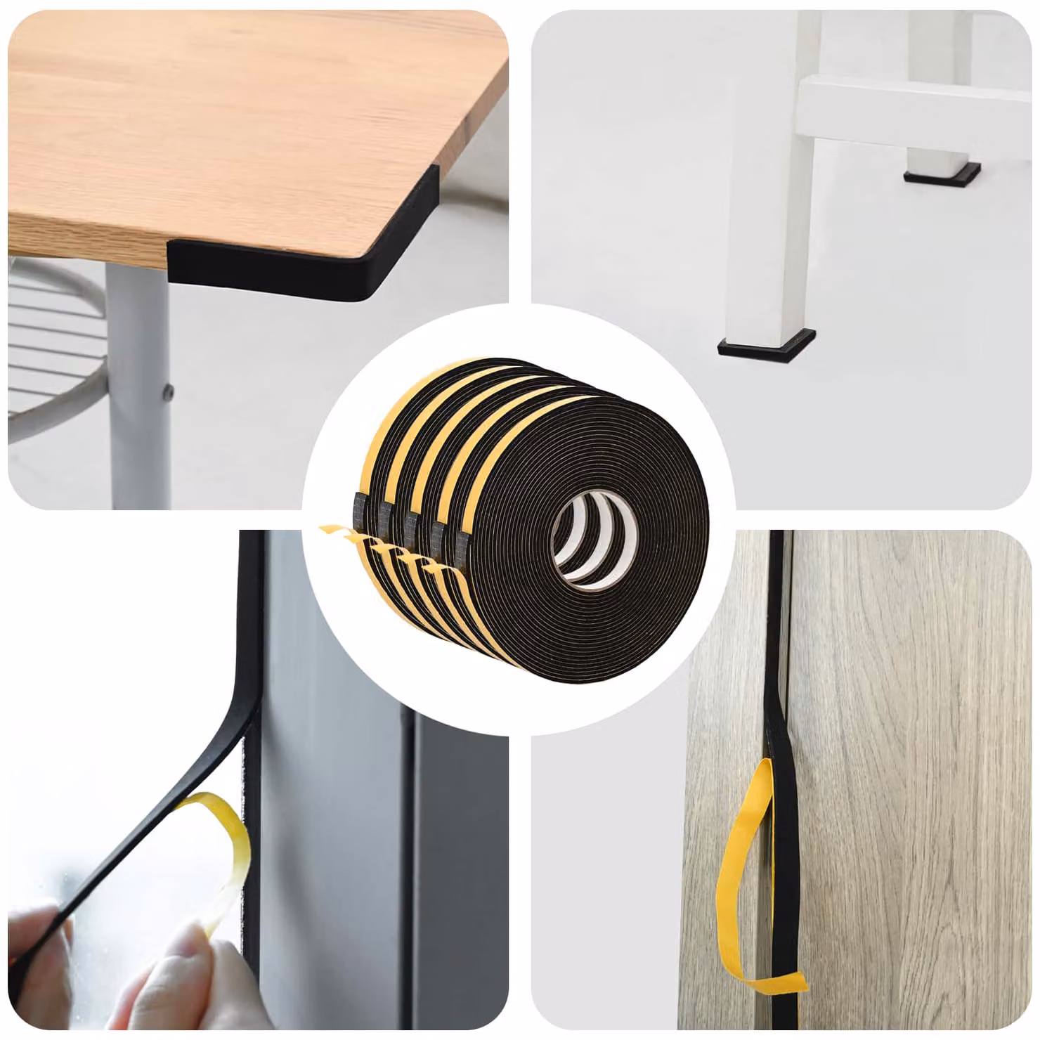 Set di 5 pezzi di nastro adesivo in schiuma biadesivo vidaXL Nero, Larghezza: 10 mm, Lunghezza: 10 m