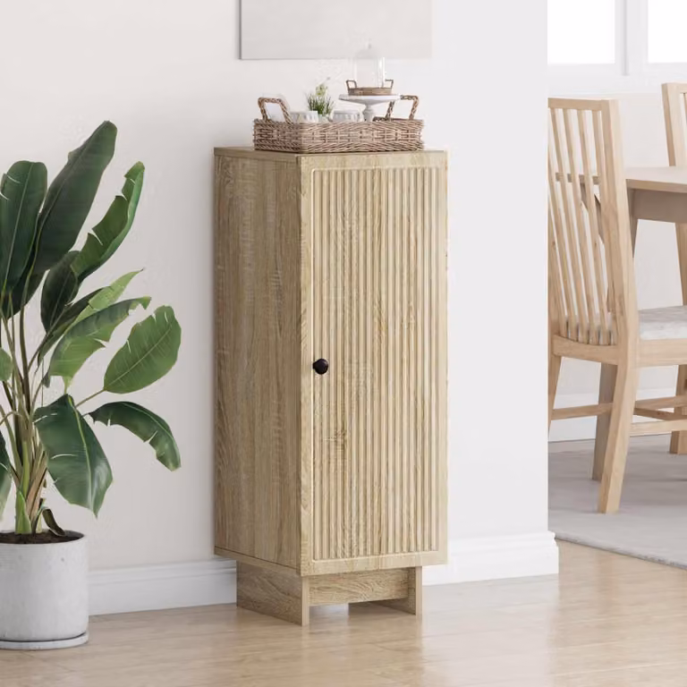 Credenza moderna vidaXL in legno ingegnerizzato e metallo, colore marrone, L: 33 cm, P: 34,5 cm, H: 90 cm