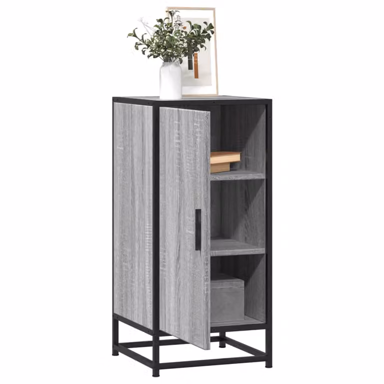 Credenza vidaXL in stile industrial in MDF e metallo, Grigio, L 35,5 cm x P 35 cm x H 76 cm