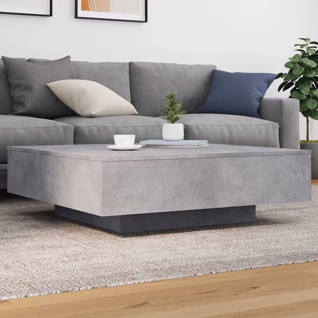 vidaXL Tavolino da salotto moderno in legno e composito, Grigio, L/P/H: 100 x 100 x 31 cm