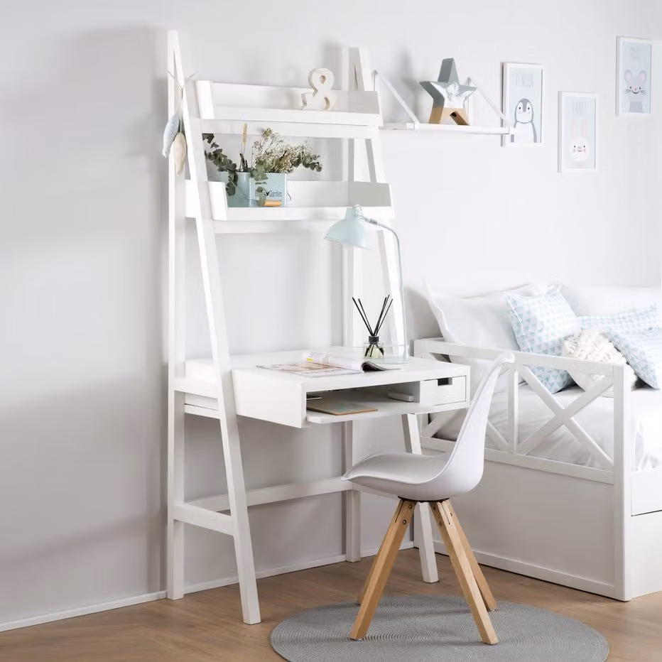 Scrivania Banak in legno laccato bianco con piano rettangolare e design moderno – 2