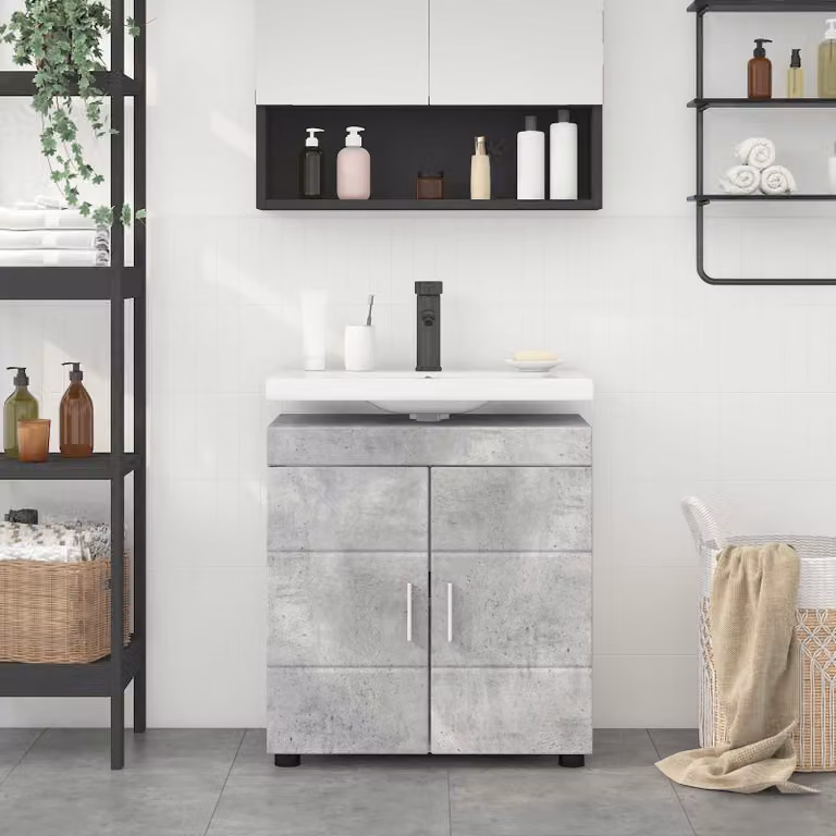 Set di armadi da bagno vidaXL TULUM moderni in grigio cemento L/P/H: 60 x 34 x 63 cm