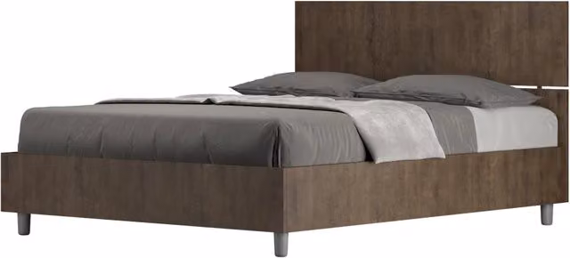 BS COM Letto matrimoniale francese senza rete 140x200 testata dritta noce