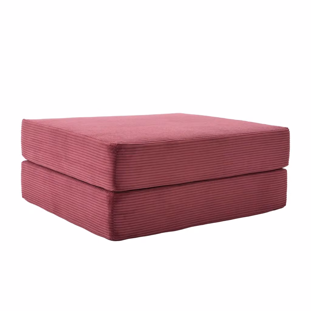 Poltrona pouf modulare Chicfurn con funzione letto e struttura pieghevole in velluto a coste rosso - L/P/H: 109 x 43 x 43 cm – 2