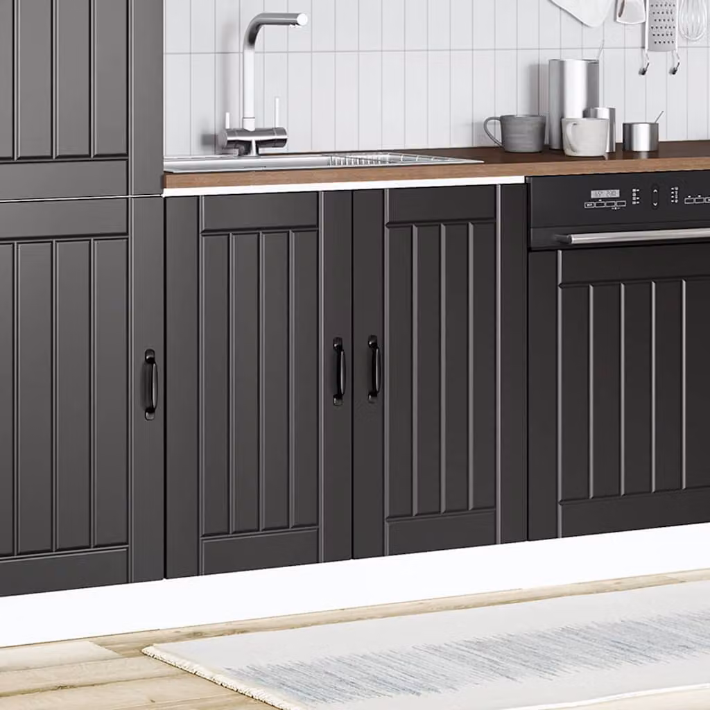 vidaXL Mobile Base Lavello Lucca Nero in Legno Multistrato