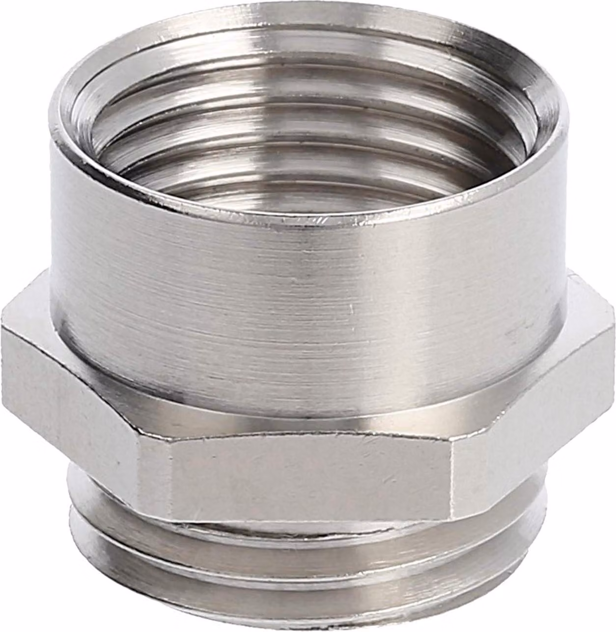 WISKA Adattatore intermedio M/PG da M16x1,5 a PG9x1,41 MMP-M/PG esagonale in ottone (CuZn) nichelato