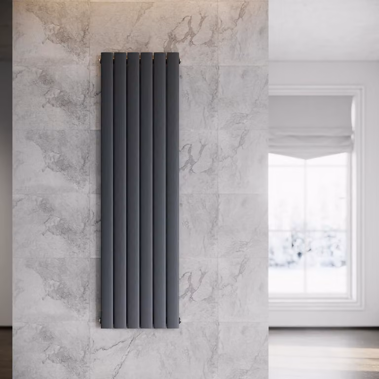 SONNI Radiatore verticale di design a pannello, monostrato, antracite, 1600×465 mm, senza resistenza