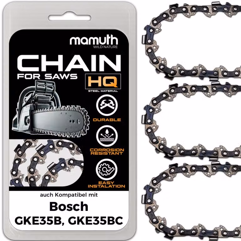 3 catene per motosega, catena per motosega da 40 cm, 1,3 mm, 3/8", 56TG, compatibili con Bosch GKE35B, GKE35BC