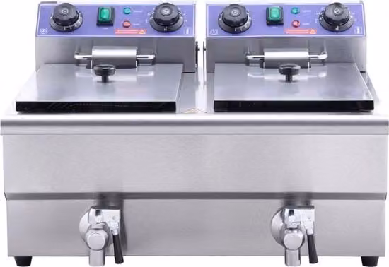 Frittelle elettriche 12x 2L RVS 1500W + 1500W contenitori rimovibili