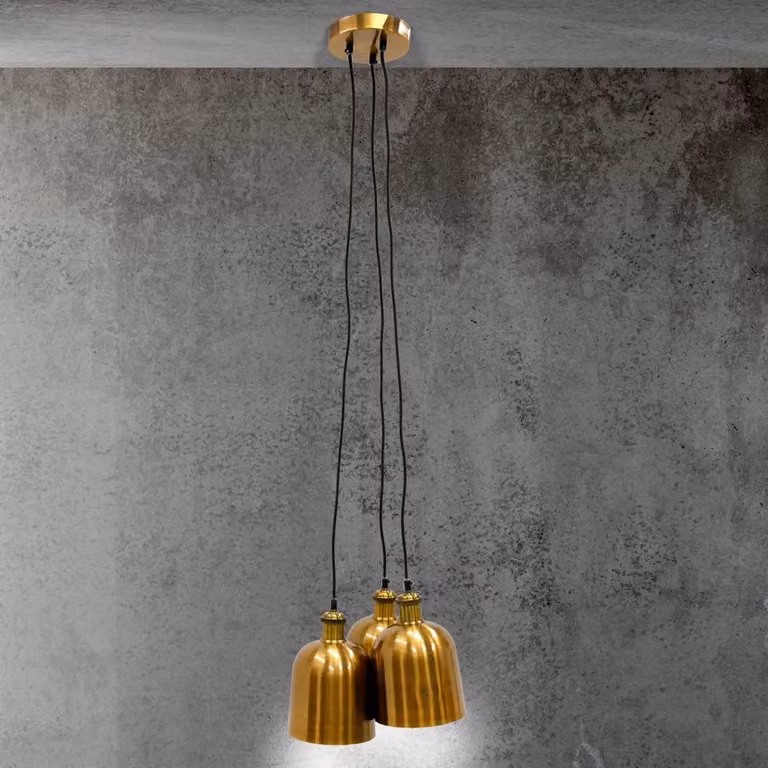 Lampada a sospensione Limineo oro - 3 paralumi - 100 cm