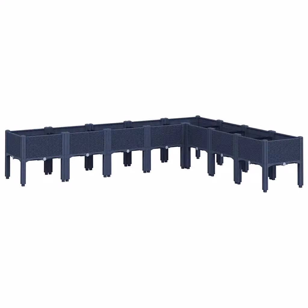 Fioriera da giardino con gambe vidaxl in plastica, Grigio Blu, L: 200 cm, P: 160 cm, H: 42 cm – 2