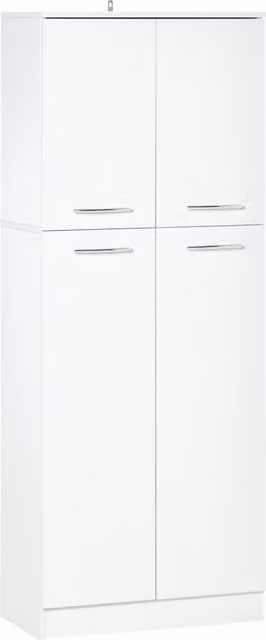 Armadio Multiuso HOMCOM a 4 Ante con Mensole Regolabili in MDF, Bianco, L: 59 cm, P: 31 cm, H: 155 cm – 1
