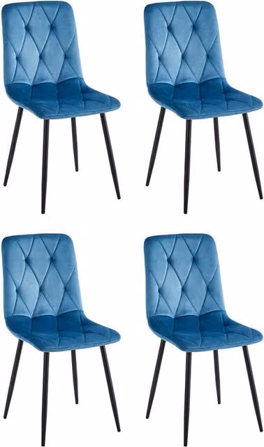 Sedia MELITA CASA VITAL in velluto blu con struttura in metallo per sala da pranzo e cucina