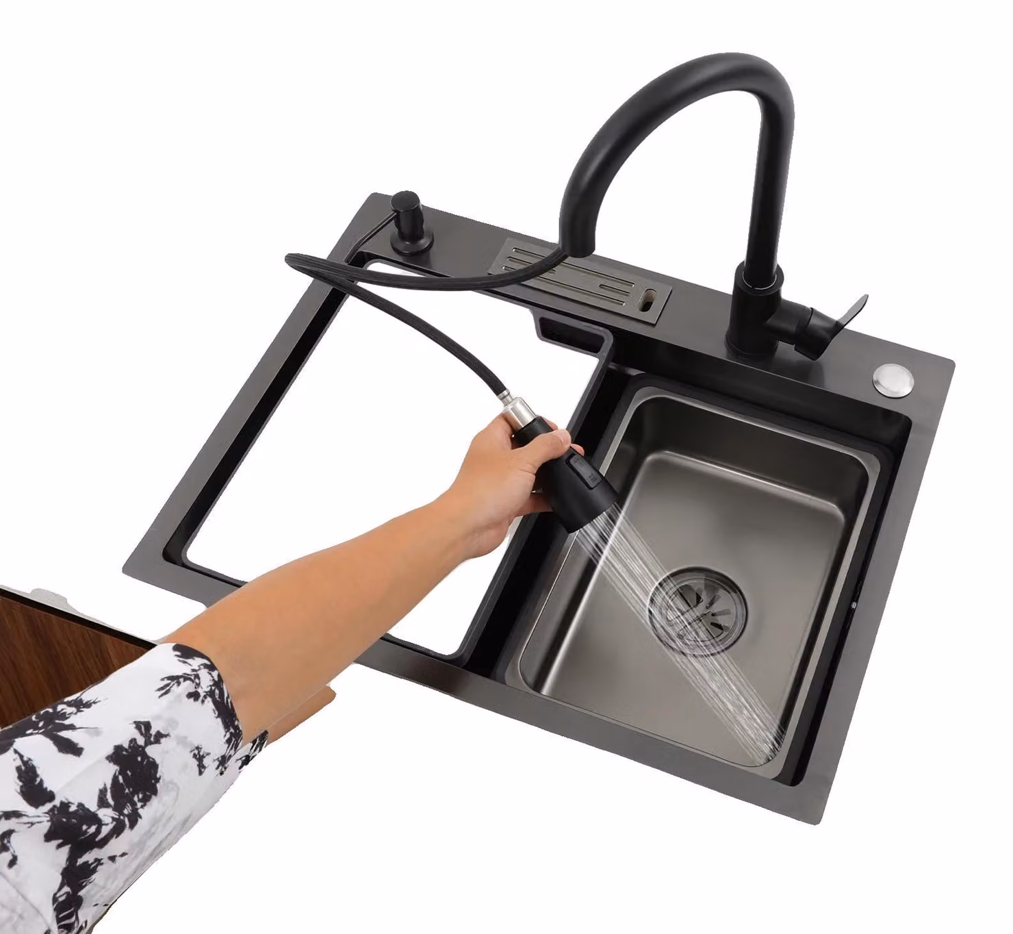 Lavello da cucina, acciaio inossidabile 304, dimensioni: 60x45x22 cm, vasca singola, due fori, installazione necessaria