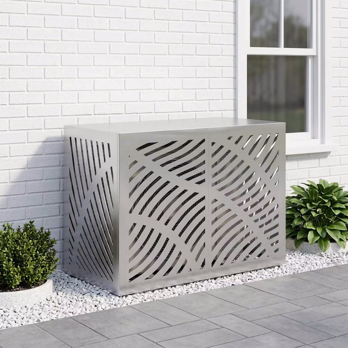 Copertura per condizionatore d'aria vidaXL in acciaio galvanizzato, Argento, L 100 x P 50 x H 70 cm