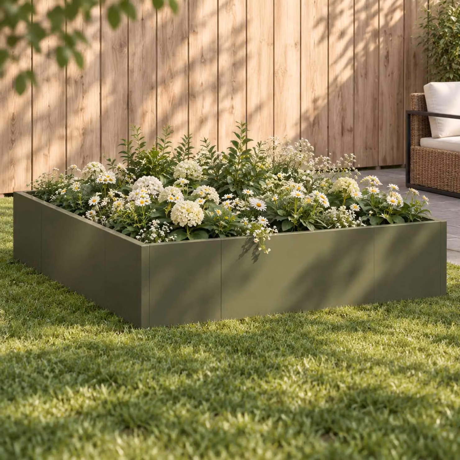 Set di 8 muri di contenimento vidaXL in acciaio, colore verde oliva, L 300 x H 100 x P 40 cm