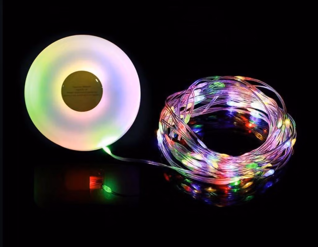 Catena luminosa da campeggio, 8 metri, arrotolabile, grado di protezione IP67, LED USB, multicolore