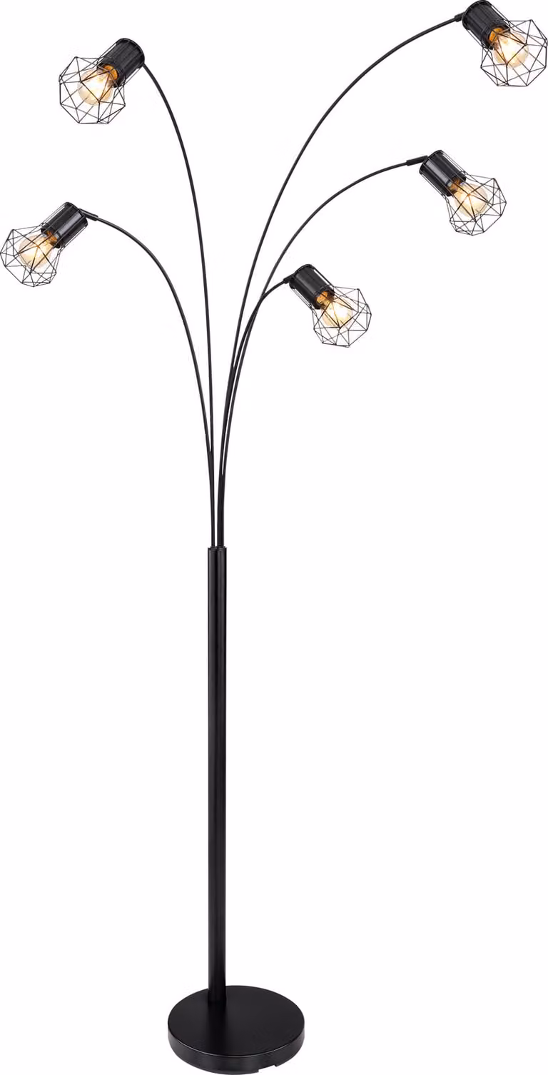 Globo Lighting|Lampada da terra in metallo nero opaco, 5x E27