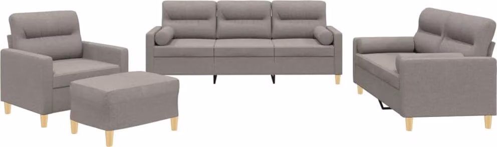 Set Divani 4 pz con Cuscini Tortora in Tessuto
