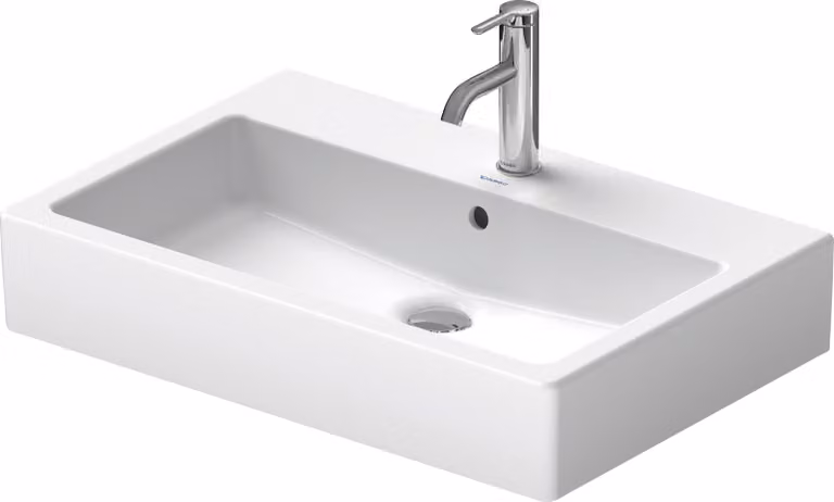 Lavabo Duravit Vero 700mm, avec trop-plein, avec banc à trou pour robinet, 1 trou pour robinet, 0454700000, 0454700000