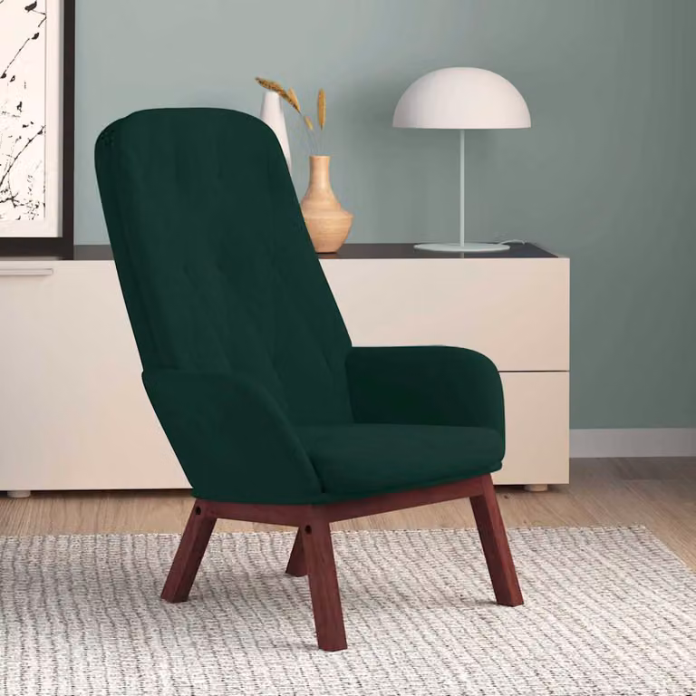 vidaXL Poltrona Relax Moderna in Velluto Verde con Braccioli