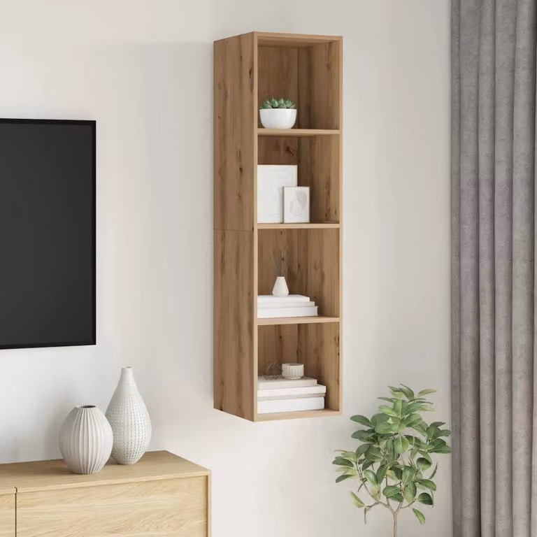 Set mobile TV moderno vidaXL in rovere artigianale, colore marrone, L/P/H: 37 x 37 x 142,5 cm