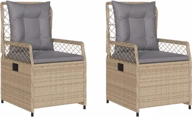 Sedie da Giardino Reclinabili 2 pz | Sedie da Esterno Beige Polyrattan