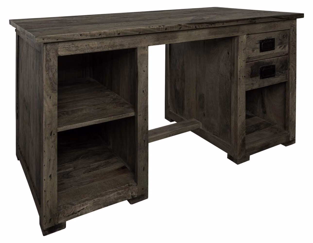 MASSIVMOEBEL24 | scrivania in legno di Mango 140x80x76 grigio scuro laccato RAILWAY