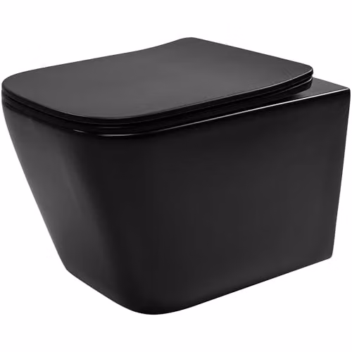 Rea - Vaso Wc Sospeso Julio Black Matt Sanitari Bagno In Ceramica Sedile In Duroplast Nero Opaco)
