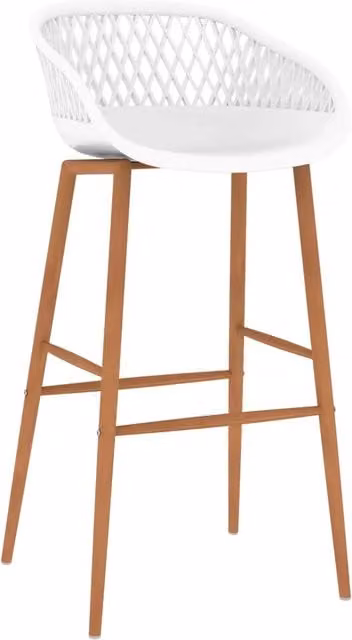 Set di 4 sgabelli da bar moderni vidaXL bianchi in plastica e metallo