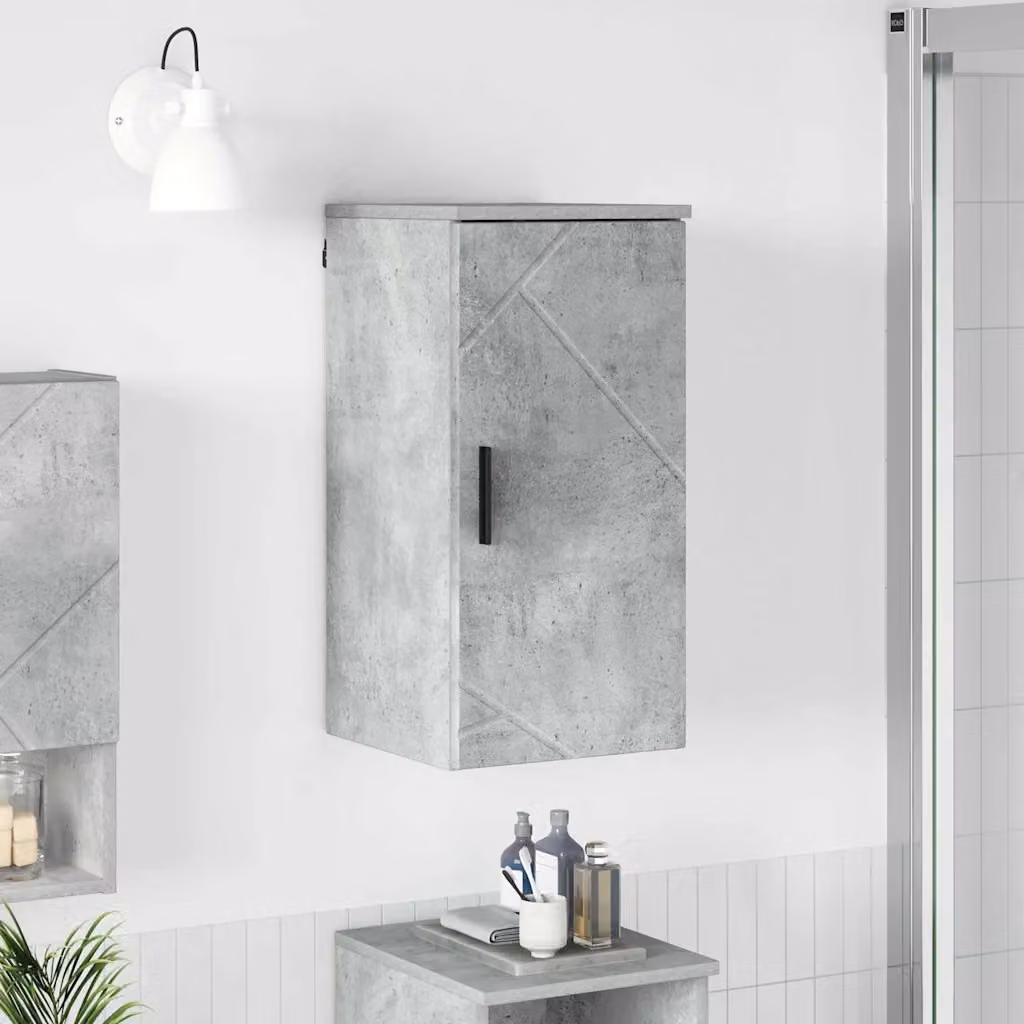 Mobile da bagno moderno vidaXL in MDF e metallo, Grigio e Nero, L 30 cm x P 31,5 cm x H 61 cm
