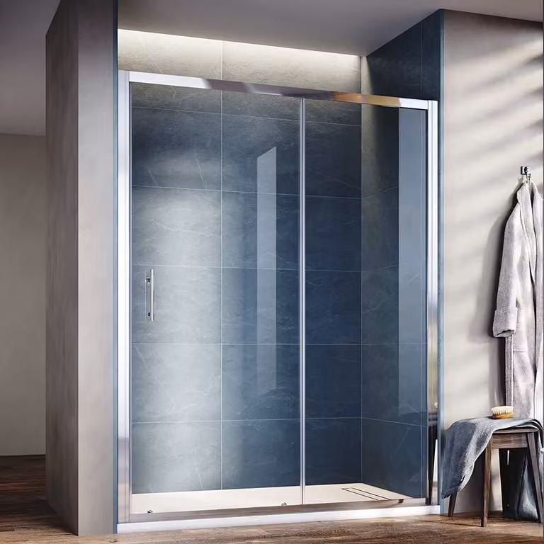 Porta scorrevole per doccia 140 cm x 185 cm Vetro ESG Cabina doccia Porte scorrevoli per doccia Parete doccia Porta per nicchia Doccia Porta per doccia Vetro di sicurezza temperato Altezza: 185 cm
