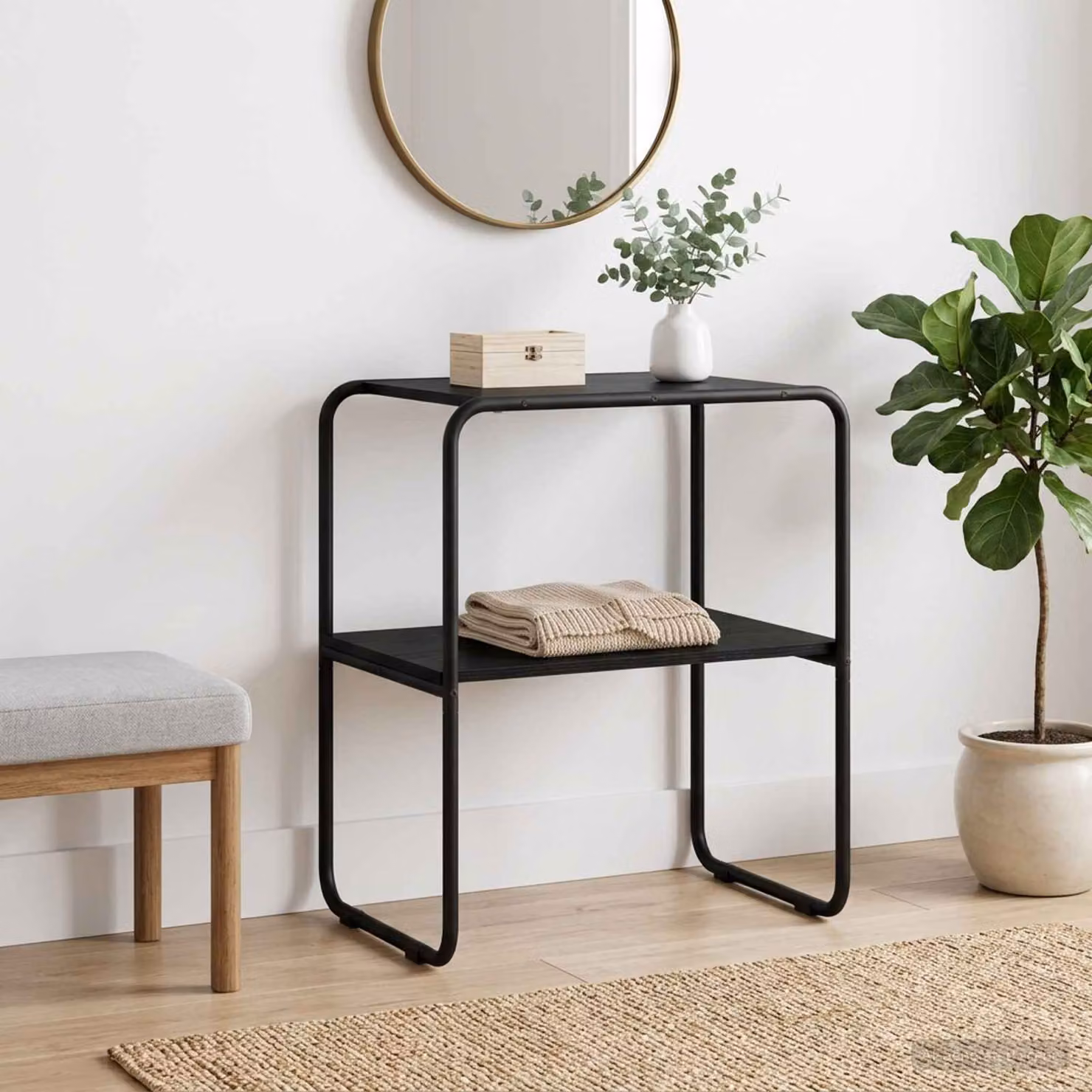 vidaXL Tavolo consolle in rovere e nero con finitura opaca L 80 cm, P 42,5 cm, H 70 cm